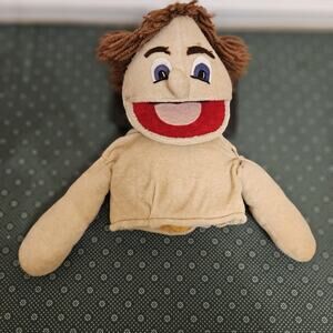 VTG Hand Made BOY BROWN HAIR Hand Puppet 70s 80s 14 in